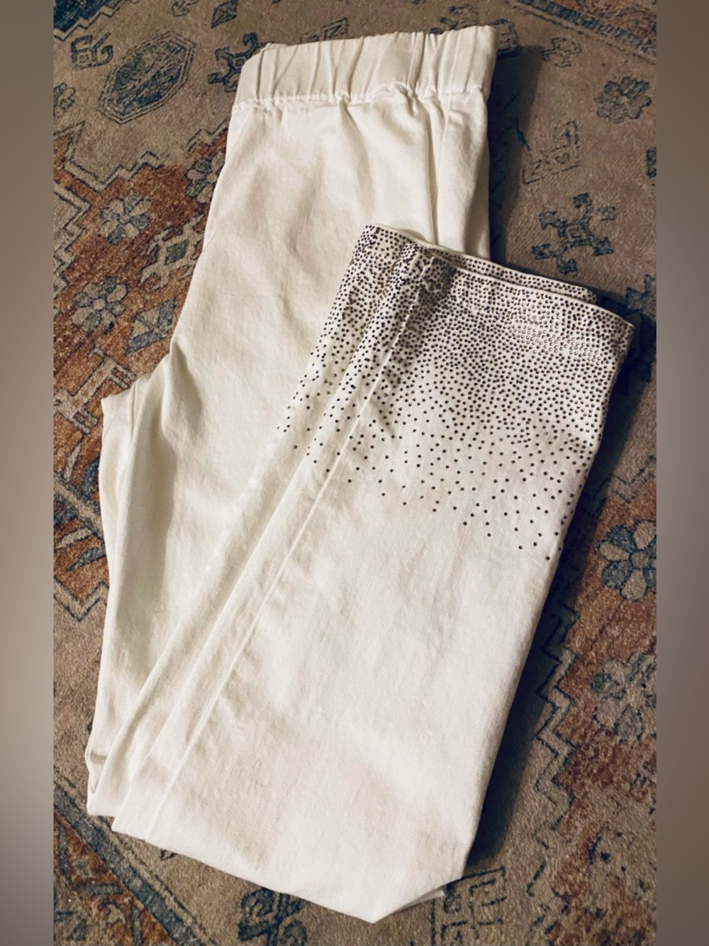 Soft Surroundings gold trim ankle pants
